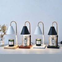 Lampe à bougie chauffante à 4 niveaux de luminosité, lumière plus brillante, fait fondre la cire plus rapidement, base en marbre, base en bois, abat-jour minimaliste, minuterie 2-8h