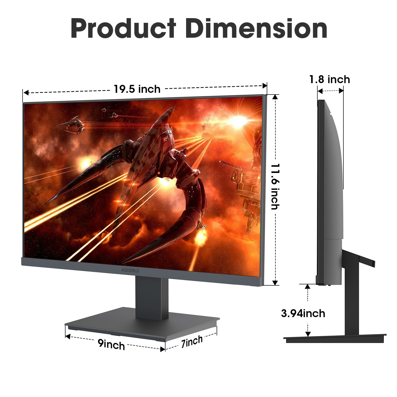 KOORUI 22インチPCビジネスモニター、100Hz VAパネルフルHD