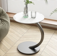 Table d'appoint ronde moderne et compacte pour petit appartement, salon, salle à manger, table basse, table de chevet en acier inoxydable, convertible, facile à nettoyer