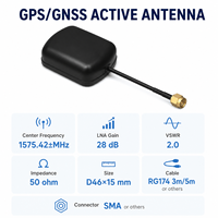 Antenne GPS GLONASS active 1575,42 MHz RHCP 28 dB LNA avec connecteur SMA RG174, montage adhésif/magnétique, impédance 50 ohms