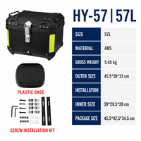 Boîte à bagages arrière pour moto HY-57 ABS noire 57L pour scooter ADV Touring