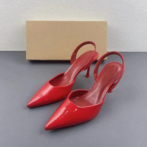 Sandalias de Tacón Alto Rojas para Mujer, Cómodas y Elegantes, Diseño Clásico con Tira Trasera y Punta en Pico - Product Image 3