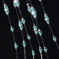 Collier ras du cou en acier inoxydable avec perles de cristal vert menthe faites à la main, chaîne perlée, chaîne de clavicule goutte d'eau bleue pour femmes