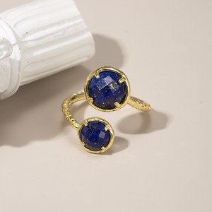 Zooying Délicat Gemstone Élégant <span class=keywords><strong>Anneau</strong></span> Personnalisé À Double Tête Pierre Naturelle Améthyste et <span class=keywords><strong>Lapis</strong></span> <span class=keywords><strong>Lazuli</strong></span> <span class=keywords><strong>Anneau</strong></span> Réglable - Product Image 5