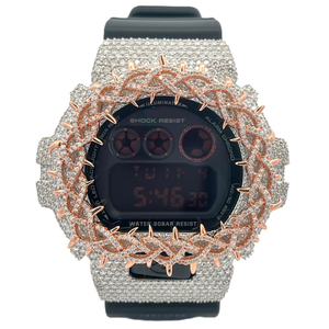 Boîtier de montre DW6900 Iced Out Thorn Design en argent 925 avec moissanite Hip Hop VVS D, accessoires de montre sertis de diamants - Product Image 6