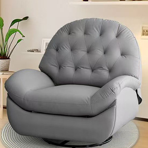 Poltrona Moderna Nordica Girevole a 360 Gradi, Sedia Relax con Braccioli, Divano Reclinabile in Tessuto o Pelle - Product Image 4