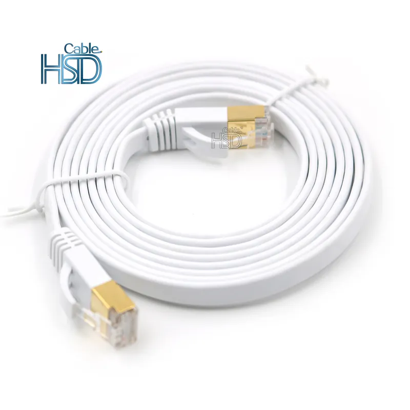 Cable plano CAT7 FTP BC de alta calidad, Cable de parche Ethernet de cobre puro, Cable blindado Rj45, el mejor precio, blanco, 1 metro