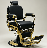 Fauteuil de barbier de style rétro haut de gamme, robuste, avec appui-tête hydraulique réglable