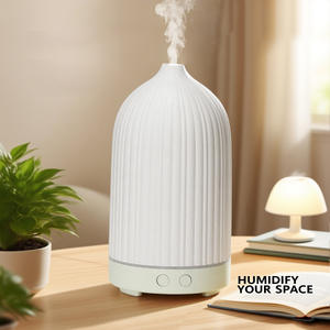 เครื่องกระจายกลิ่นหอมลายทางสุดสร้างสรรค์แบบพกพา ใช้พอร์ต USB พร้อมฟังก์ชั่นเพิ่มความชื้นในอากาศ ฐานไม้สีขาว ความจุ 0.5 ลิตร - Product Image 4