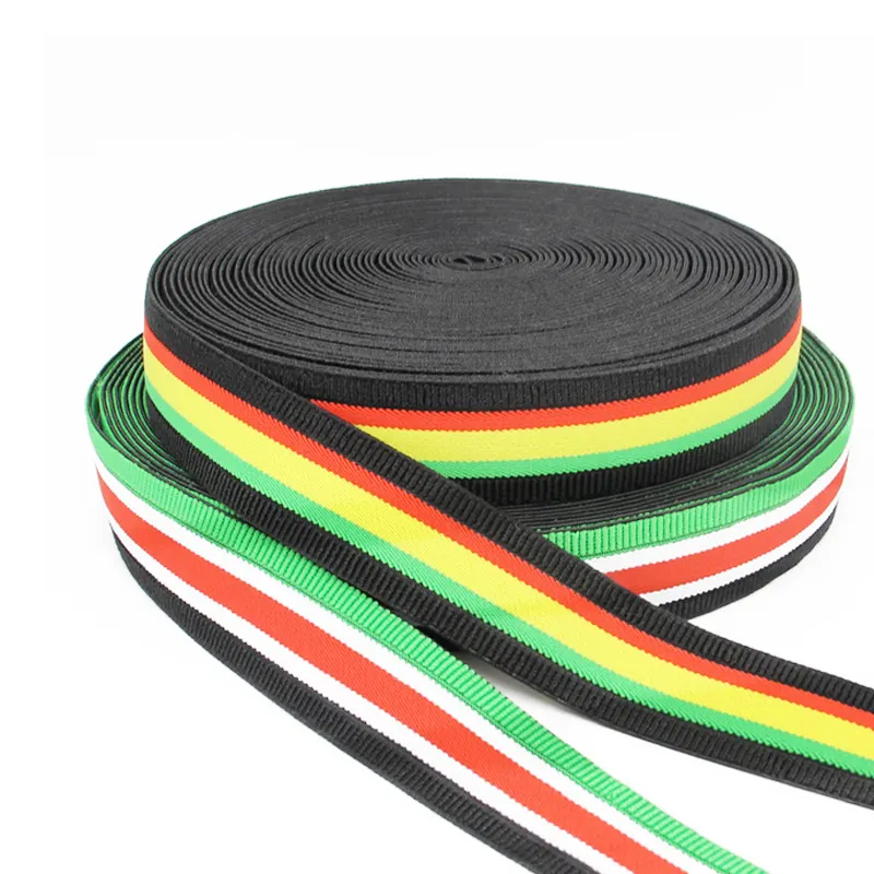 High Stretch Regenbogen farben breites Gummi material Streifen Gummibänder Gurtband für Bekleidungs zubehör Streifen elastische Bänder