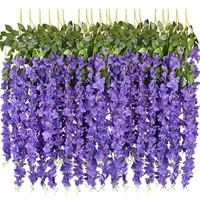 110cm Künstliche Glyzinien Hängeblumen 3 Zweige Seidenblumenranke Weiße Wand- und Deckendekoration