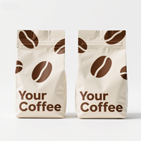 Kantong bawah datar dapat digunakan kembali kantong kemasan kopi kertas Kraft dengan katup dan ritsleting kantong kertas Kraft makanan dan tas ritsleting kopi