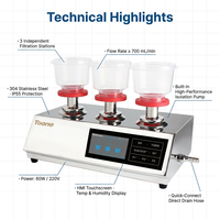 Système de filtration limite microbienne TOONE TW-303D en acier inoxydable 304, compatible avec plusieurs coupelles filtrantes, écran tactile, SIP, garantie 1 an
