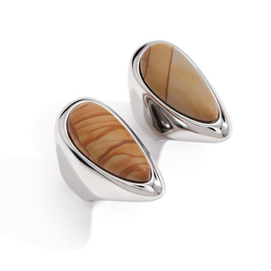 แหวนไทเทเนียมทรงหยดน้ำ ดีไซน์ขอบแบบ Bezel สำหรับทุกเพศทุกวัย ของขวัญเครื่องประดับแฟชั่น ผลิตจากเมืองอี้หวู่ - Product Image 5