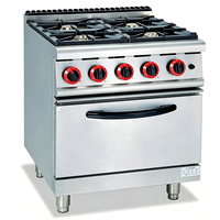 Yacook Équipement de restauration professionnel, cuisinière à gaz en acier inoxydable à 4 brûleurs avec four à gaz, 20800W, garantie 1 an