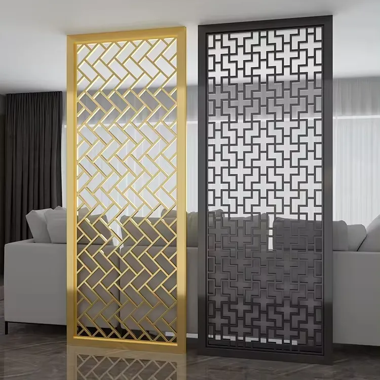 China Lieferanten Wohnzimmer Trennwand Edelstahl dekorativer Raumteiler Rose Gold-Spiegelbildschirm