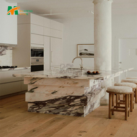 Table d'îlot en marbre Calacatta Viola moderne MTSTONE, table à manger ovale contemporaine en pierre naturelle pour projets de cuisine de luxe