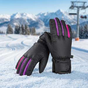 Gants de ski pour femmes, chauds, coupe-vent, imperméables, en polyester, compatibles avec les écrans tactiles, fermeture à boucle, pas chers - Product Image 4