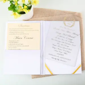 クリエイティブシルク小冊子結婚式の招待状透明なアクリルの招待状と布のハードカバーの誕生日の招待状