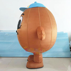 ชุดมาสคอตเป่าลมธีมเมล็ดกาแฟ/เมล็ดถั่ว ยี่ห้อ Enjoyment Brand ตุ๊กตาถั่วสวมหมวกถือธง สำหรับผู้ใหญ่ในช่วงวันหยุด - Product Image 3