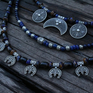 Joyería vikinga, collar vikingo, joyería de lapislázuli, joyería tribal, joyería étnica, luna bohemia, regalo único para ti - Product Image 5