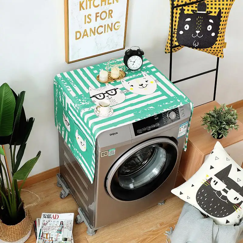 Geometrische Katoen Linnen Dust Covers Wasmachine Covers Koelkast Organizer Koelkast Stofkap Home Decor Lavador