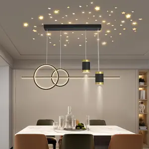 设计师简约北欧线餐饮奢华金灯铁发光二极管现代天花板悬挂灯具吊灯吊灯