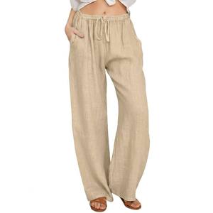 <span class=keywords><strong>Ropa</strong></span> <span class=keywords><strong>de</strong></span> Lino <span class=keywords><strong>de</strong></span> Tallas Grandes para Mujer, Pantalones <span class=keywords><strong>de</strong></span> Lino Casuales <span class=keywords><strong>de</strong></span> Moda con Cintura Alta Elástica y Cordón Ajustable para Mujer - Product Image 4