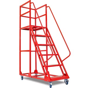 Cán Pick up Bước Thang Kho Leo Núi 4 Bánh Di Chuyển Lớn Nền Tảng Thép Di Động Bước Thang Cho Kho - Product Image 2