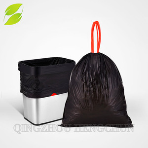Sacs poubelles de cuisine robustes HC de 13 gallons en PEHD transparent recyclable, gaufrés, avec cordon de serrage et soufflet inférieur, pour supermarchés et expositions - Product Image 6