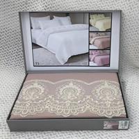 Ensemble de housse de couette florale moderne brodée 6 pièces avec 4 taies d'oreiller, boîte cadeau de luxe de haute qualité