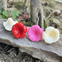 YIREPIN Nouvelle Collection Breloques Hawaïennes Fleur de Puakenikeni en Résine, Poudre de Corail, Perles Ivoire Puakenikeni pour la Confection de Lei de Sac à Main / Lei de Voiture