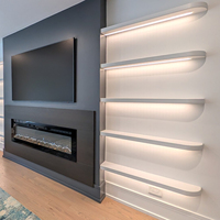 Étagères flottantes LED à connexion filaire pour la décoration murale de salon, éclairage personnalisé en bois à intensité variable vers le haut et vers le bas