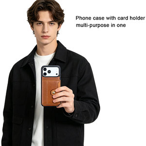 Funda de Cuero Clásica Color <span class=keywords><strong>Café</strong></span> para Teléfono con Tarjetero y Diseño Elegante Personalizado para iPhone 15 16 17 18 Pro Max - Product Image 3
