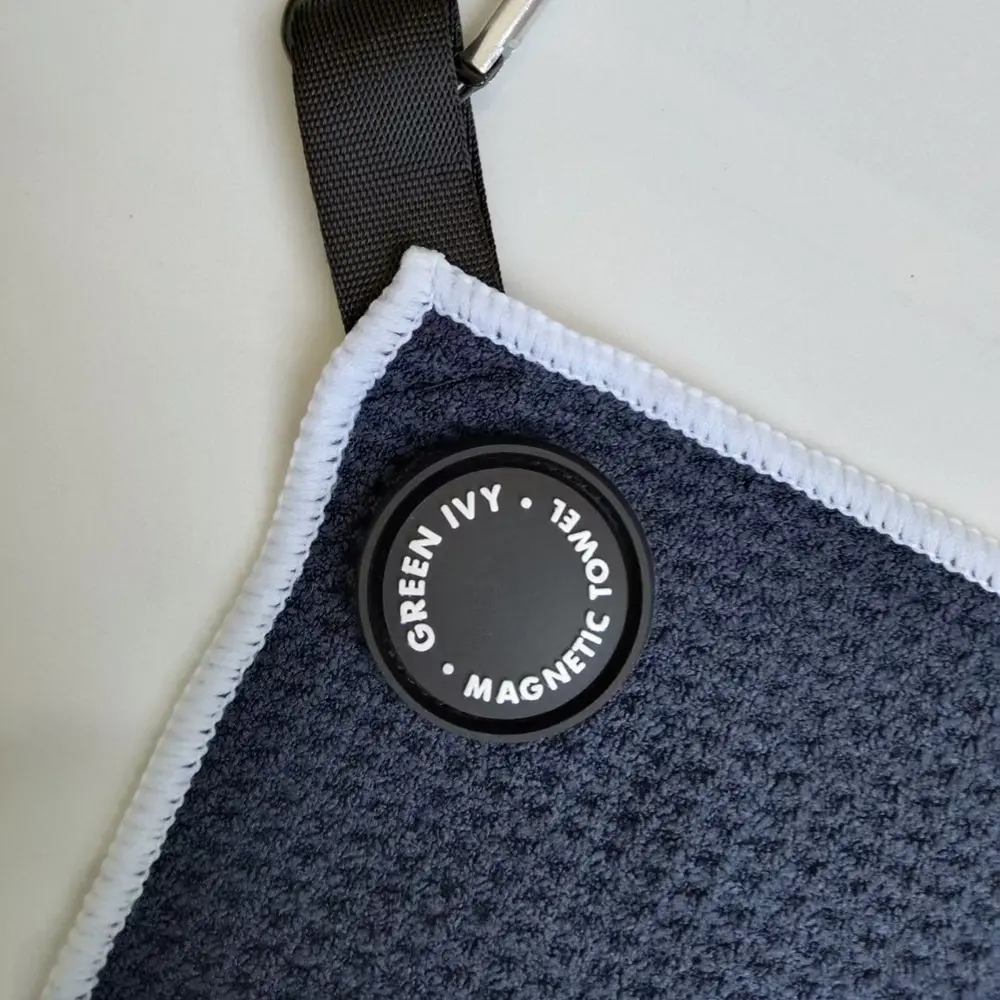 Spor salonu spor havlusu fermuarlı cebi ile tezgah manyetik havlu özel logo pamuk/mikrofiber waffle golf havlusu