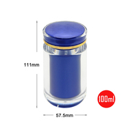 Flacons à capsules de 100 ml bleus en PS de qualité médicale avec bouchon à vis et récipient intérieur, personnalisables par sérigraphie, vides pour pilules
