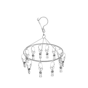 Stainless Steel Sock <b>Clips</b> 12Pcs Rectangle <b>Hook</b> Type Windproof Clothes Hanger Drying Rack Organizer - Product Image 2