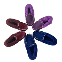 Mocassins d'hiver chauds en fourrure mérinos faits à la main chaussures plates chaussures en cuir de mouton véritable avec fourrure à l'intérieur pour femmes