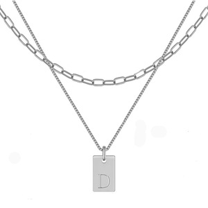 Popular <span class=keywords><strong>A</strong></span> <span class=keywords><strong>a</strong></span> Z 26 letras pequeño collar con colgante cuadrado con cadena de eslabones multicapa para boda o regalo colgante de letras en caja - Product Image 6