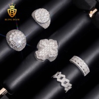 En gros, Ensemble de bagues en argent sterling 925 avec moissanite couleur D VVS, style Hip Hop Iced Out, bijoux pour rappeurs, passe le test du diamant, faible MOQ