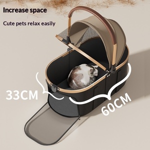 Chariot pour animaux de compagnie en métal pour chiens et chats - Cage légère, détachable et pliable à 4 roues pour une utilisation en extérieur - Product Image 4