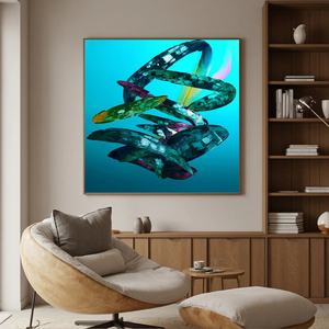 Arte al por Mayor, Pintura al Óleo Abstracta 100% Pintada a Mano, Textura de Remolino en Aguamarina, Arte Calmante sobre Lienzo, Decoración para Hogar y Hotel - Product Image 1