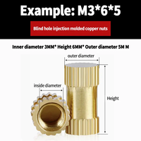 HPB59 M2-M6 kuningan, 4-40,6/32,1/4-20 kacang sisipan berulir Knurled kuningan buta untuk cetakan injeksi plastik