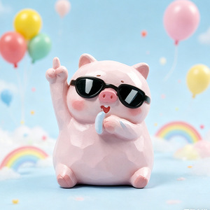 Yu Mo ChillPig Blind Box, Figura de Cerdo de Resina, Paquete de 8, Adorno de Escritorio de Animales de Dibujos Animados, Regalo para Estudiantes, Manualidades Creativas - Product Image 4