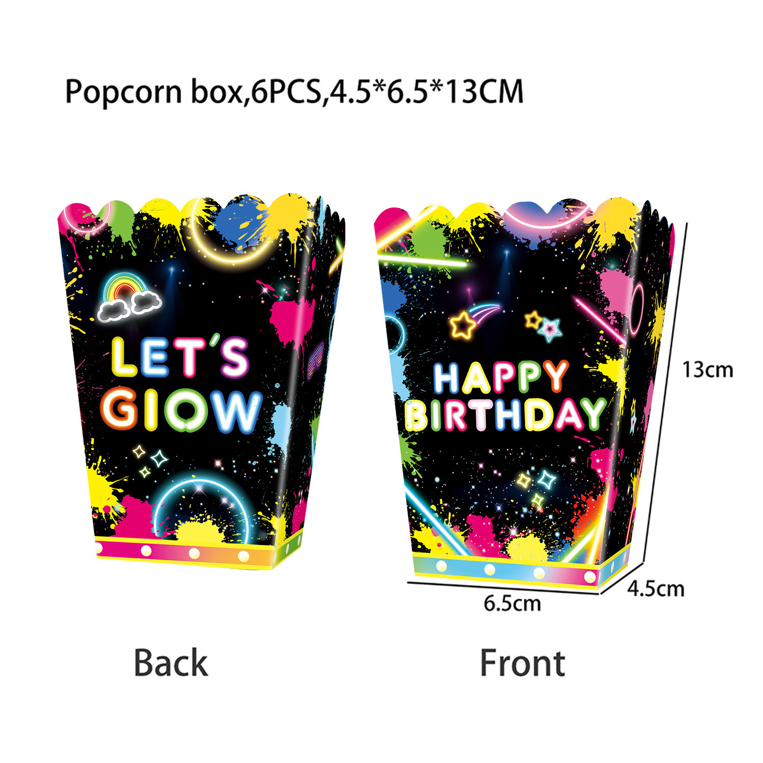 Boîte à Popcorn noire x 6 pièces