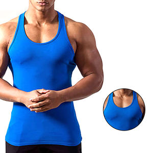 OEM personalizado de los hombres de gimnasio Chaleco de moda azul camiseta sin mangas nuevo diseño para El culturismo y entrenamiento de punto de Talla grande-al por mayor - Product Image 5