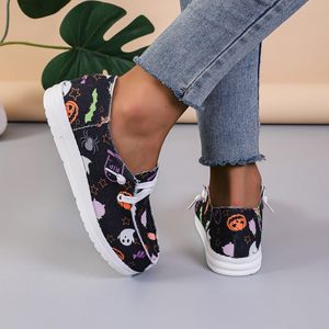 Zapatos de lona Rola Halloween para mujer, zapatos planos informales con estampado de calabaza y patrón de fantasma para mujer - Product Image 4