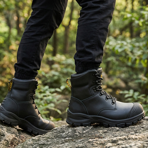DFAK245 <b>Black</b> Leather <b>Work</b> <b>Boots</b> Waterproof Anti‑Slip Safety Footwear Outdoor Working Field Shoes - Product Image 3