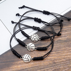 カスタムメイドの手織り野球、フットボール、バスケットボール、バレーボールの手作りコードブレスレット、チームファンパーティーギフトに - Product Image 1