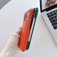 Coque de protection rigide antichoc effet crocodile en cuir synthétique verni brillant pour iPhone 17 16 Pro Max
